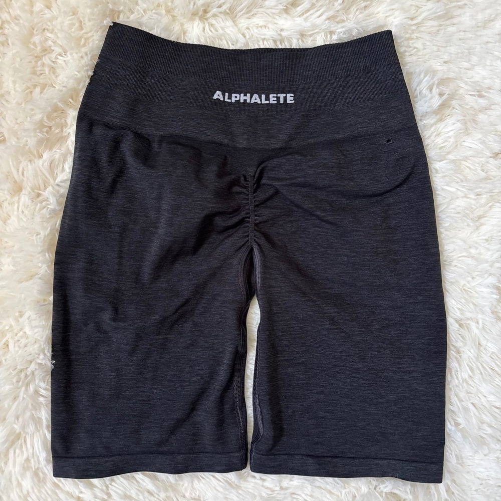 Alphalete Amplify Scrunch Butt Biker Shorts Dark Grey Marl High Waist